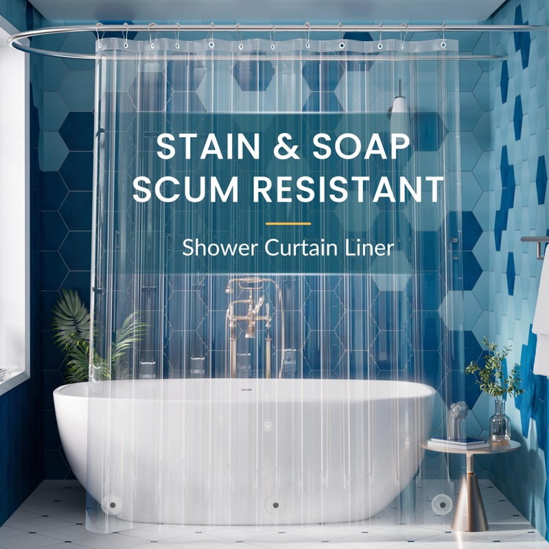 Titanker Clear Shower Curtain Liner Plastic Long Shower Liner 72 x 78 PEVA Lightweight Waterproof Shower Curtains for Bathroom with Magnets and Rustproof Grommets - Image 1